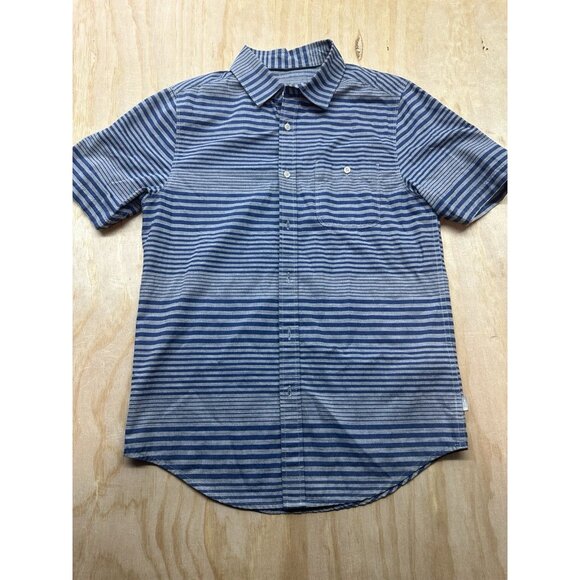 The North Face Shirt Mens Sz S Blue Gray Stripe Short Sleeve Button Up Cotton - Picture 1 of 6